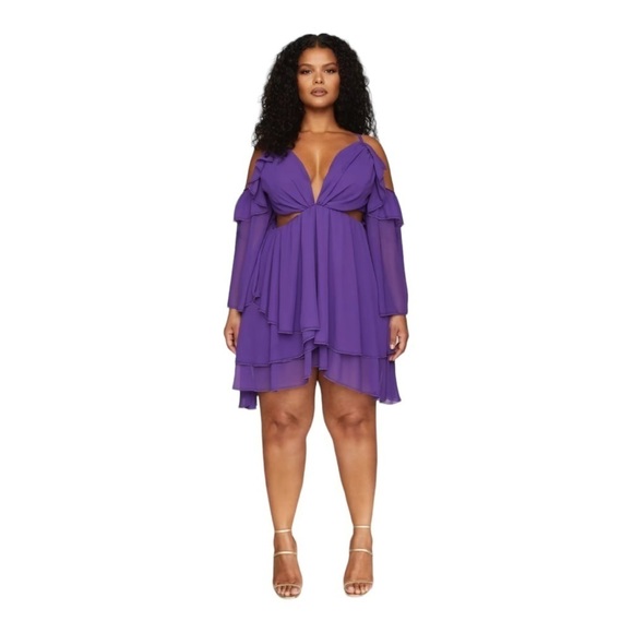 Fashion to Figure Jasmin Cold Shoulder Cutout Mini Dress Leslie Sidora Size 3 - Picture 2 of 7